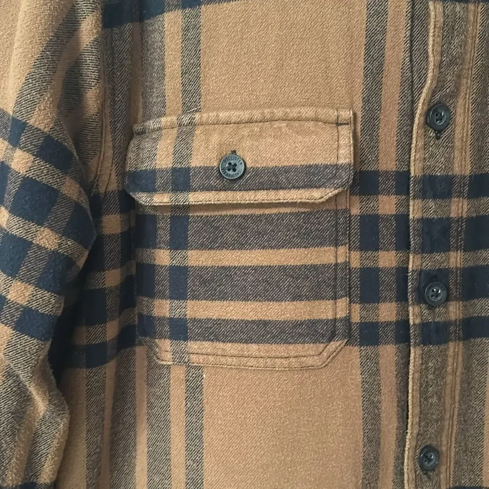 HOLLISTER Brown Flannel Plaid Shirt Mens Sherpa Lined Lumberjack Jacket Size L